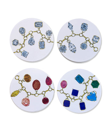 Diamond & Gemstone Charm Bracelet Coaster Set